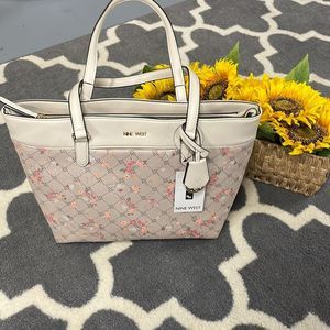 Nine West Floral Shoulder Bag - Cream and Pink